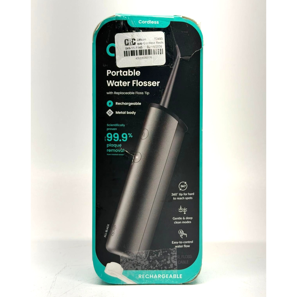 Quip Rechargeable Water Flosser Cordless All-Black Metal Body NIB